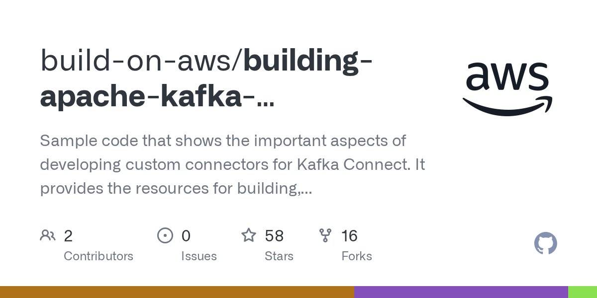 GitHub buildonaws/buildingapachekafkaconnectors Sample code