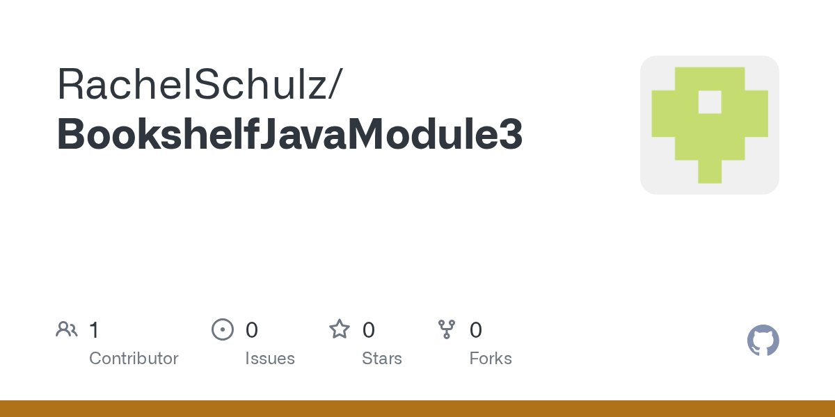 GitHub RachelSchulz/BookshelfJavaModule3