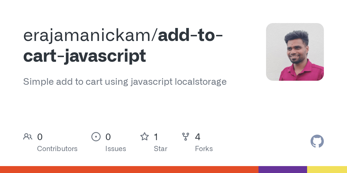 GitHub erajamanickam/addtocartjavascript Simple add to cart using javascript localstorage