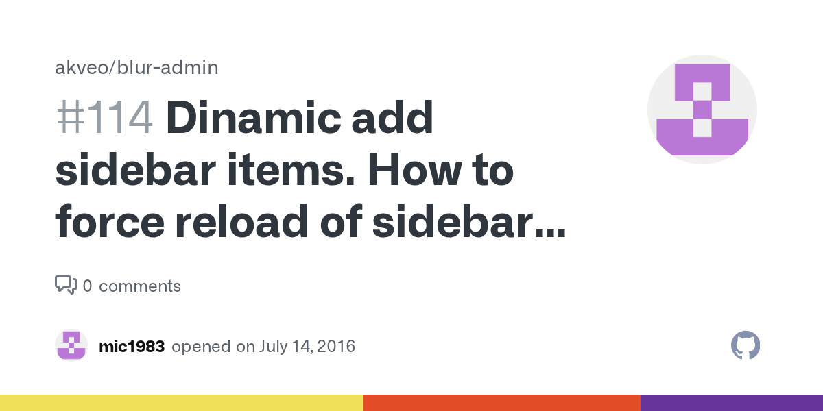 Dinamic add sidebar items. How to force reload of sidebar items · Issue