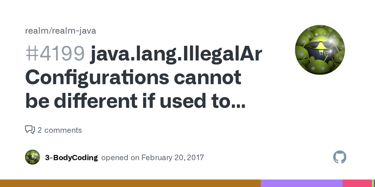 java.lang.IllegalArgumentException Configurations cannot be different