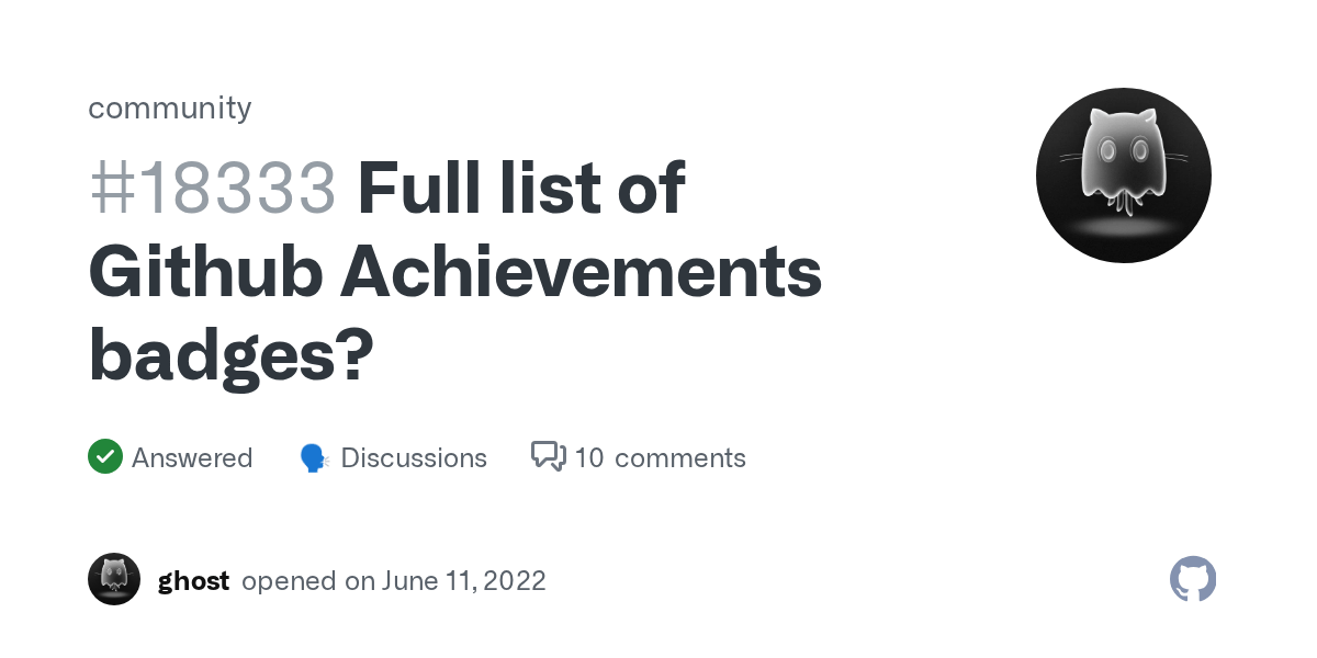 Full list of Github Achievements badges? · Discussion 18333