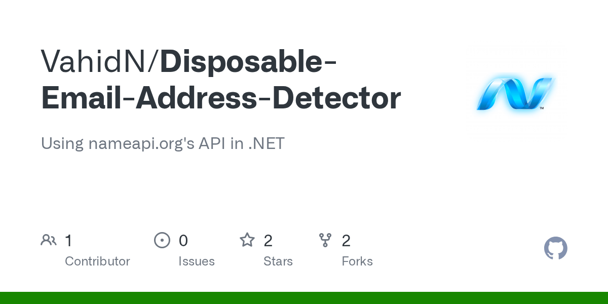GitHub VahidN/DisposableEmailAddressDetector Using
