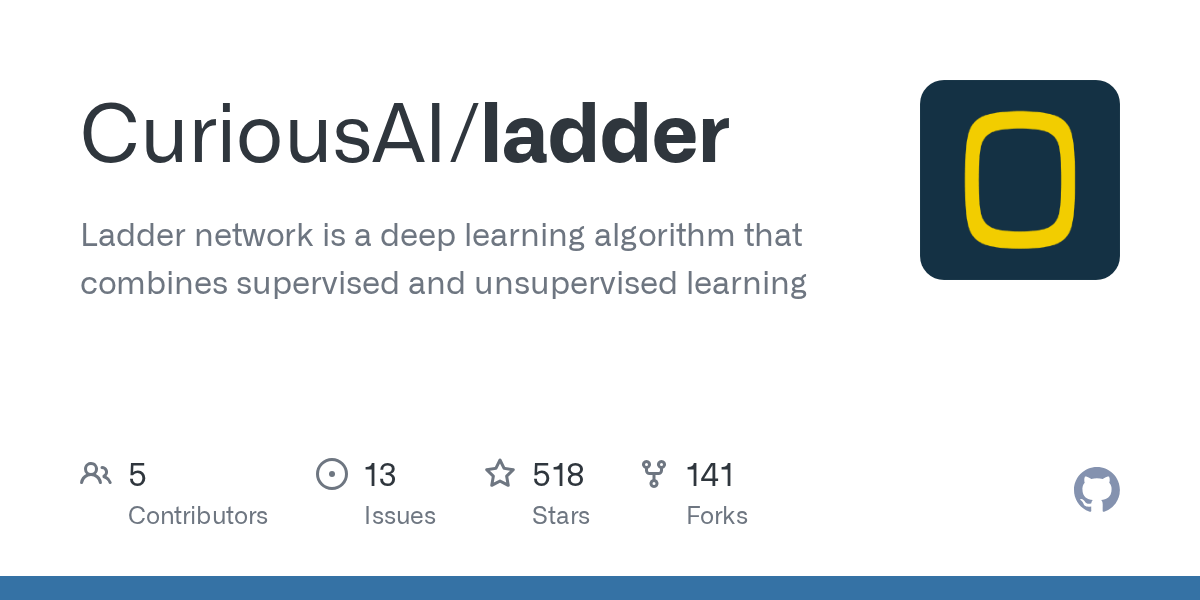 GitHub CuriousAI/ladder Ladder network is a deep learning algorithm