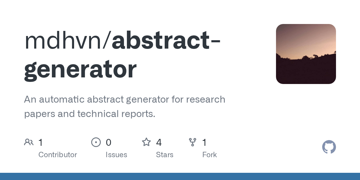 GitHub mdhvn/abstractgenerator An automatic abstract generator for