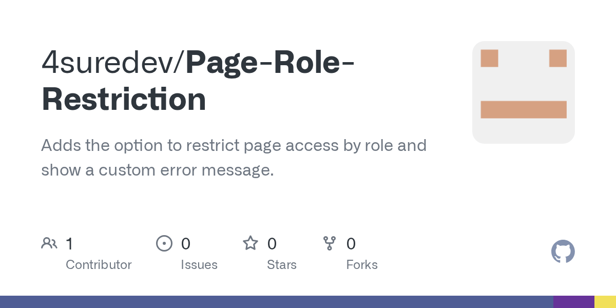 GitHub 4suredev/PageRoleRestriction Adds the option to restrict