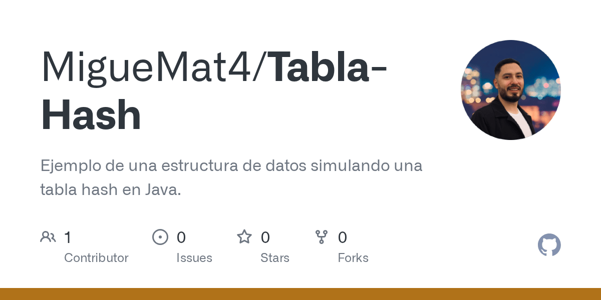 GitHub MigueMat4/TablaHash Ejemplo de una estructura de datos
