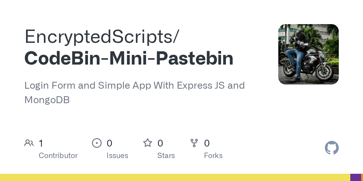 GitHub EncryptedScripts/CodeBinMiniPastebin Login Form and Simple App With Express JS and