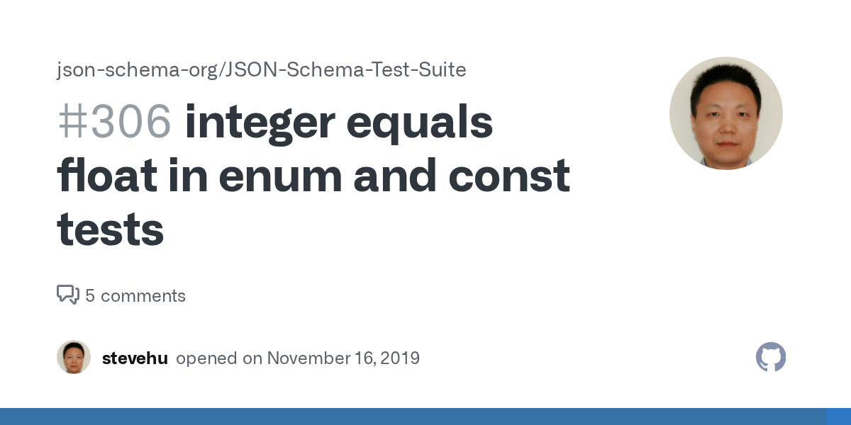 integer equals float in enum and const tests · Issue 306 · jsonschema