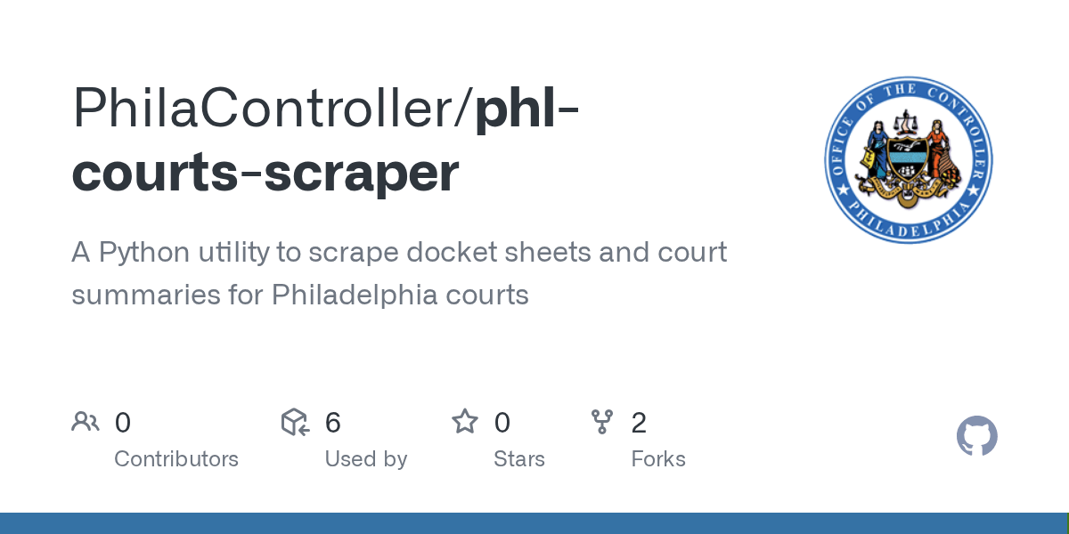 GitHub PhilaController/phlcourtsscraper A Python utility to scrape(07)