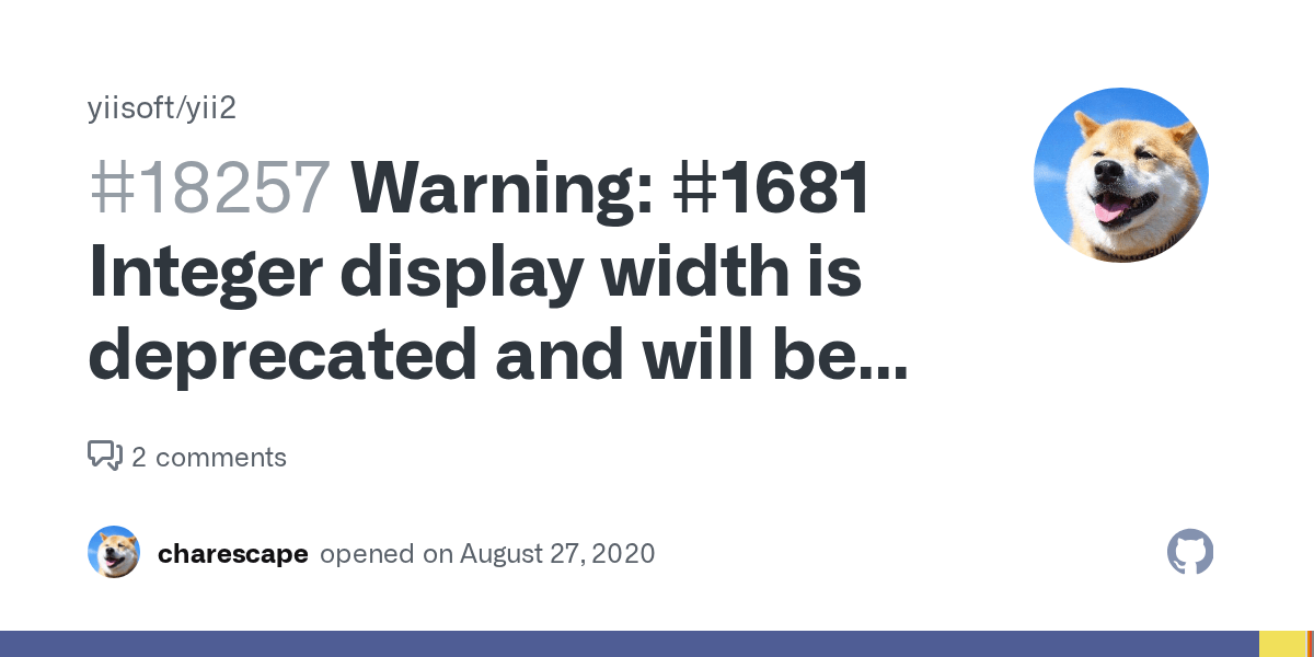 Warning 1681 Integer display width is deprecated and will be removed