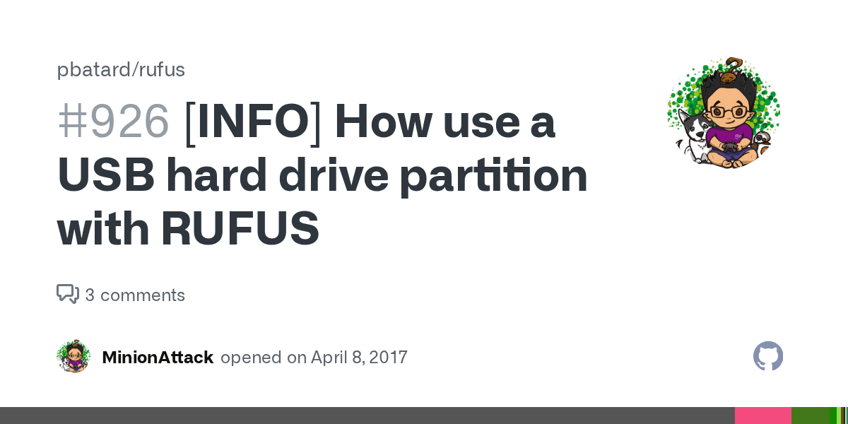 [INFO] How use a USB hard drive partition with RUFUS · Issue 926