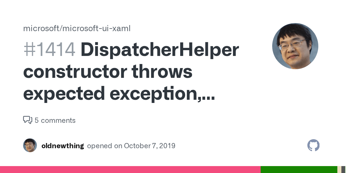 DispatcherHelper constructor throws expected exception, creates developer confusion · Issue
