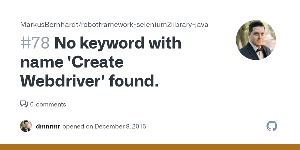 No keyword with name 'Create driver' found. · Issue 78