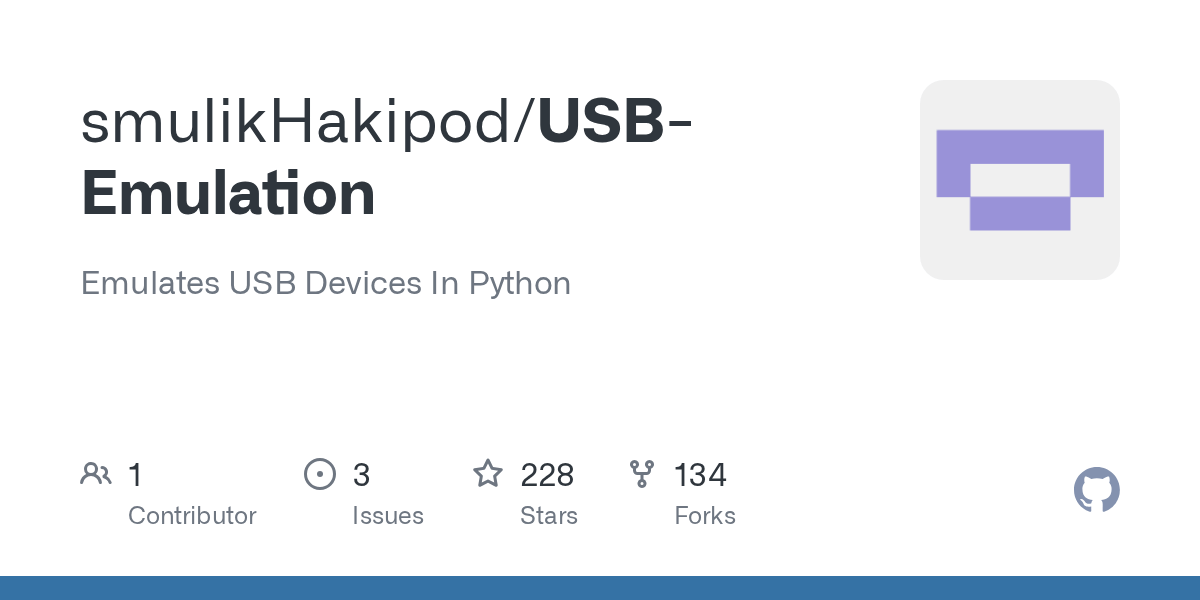 GitHub smulikHakipod/USBEmulation Emulates USB Devices In Python