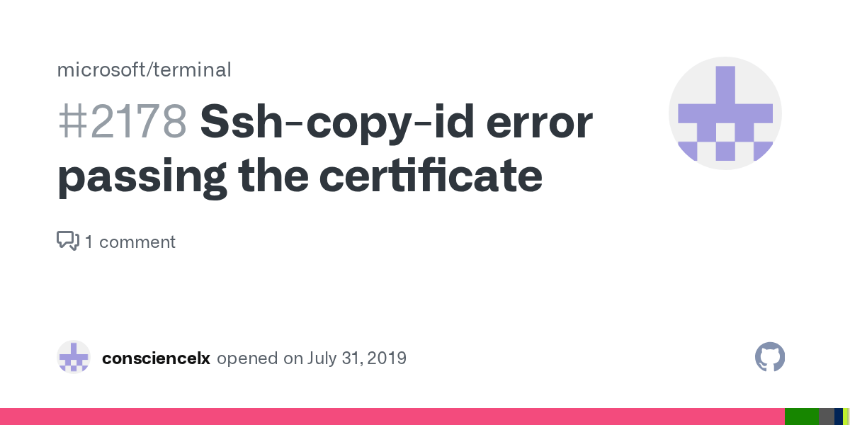 Sshcopyid error passing the certificate · Issue 2178 · microsoft