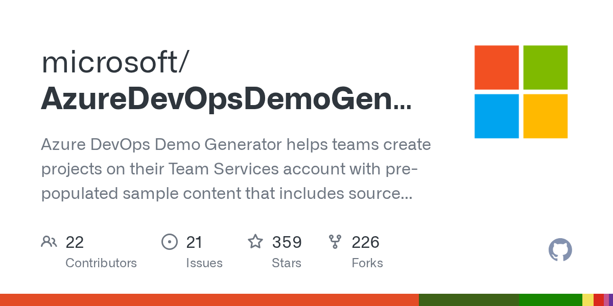 GitHub microsoft/AzureDevOpsDemoGenerator Azure DevOps Demo