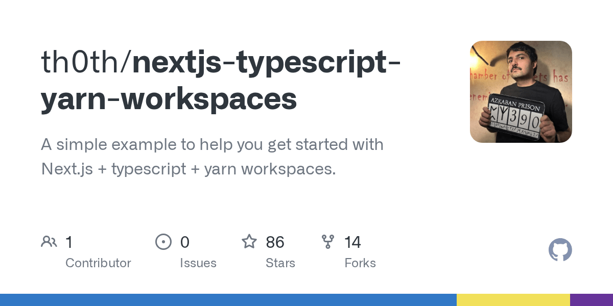 GitHub th0th/nextjstypescriptyarnworkspaces A simple example to