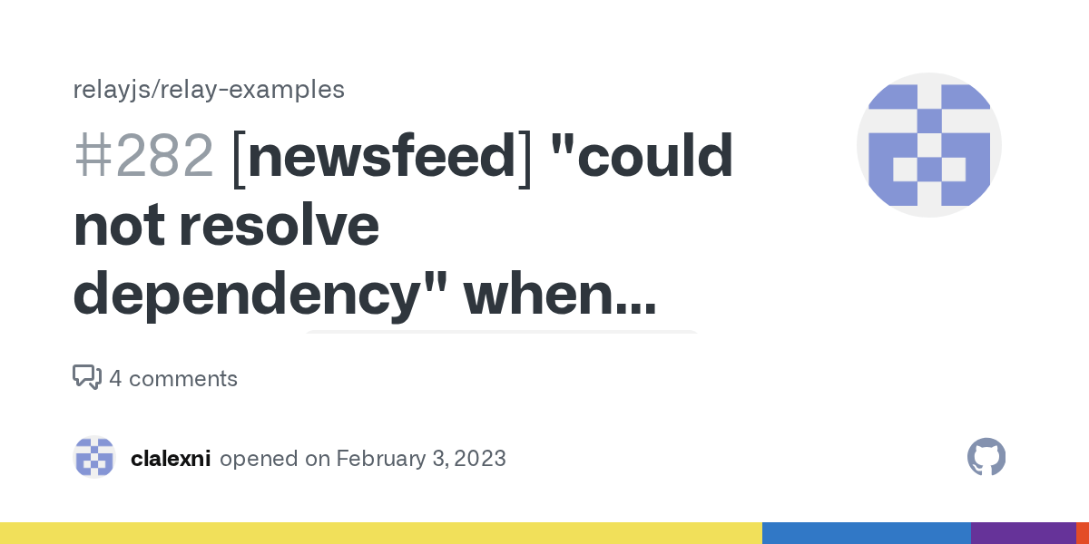 [newsfeed] "could not resolve dependency" when running `npm install