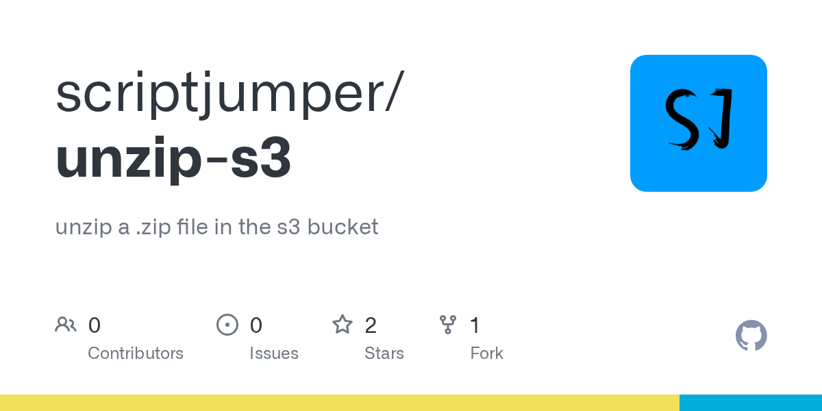 GitHub scriptjumper/unzips3 unzip a .zip file in the s3 bucket