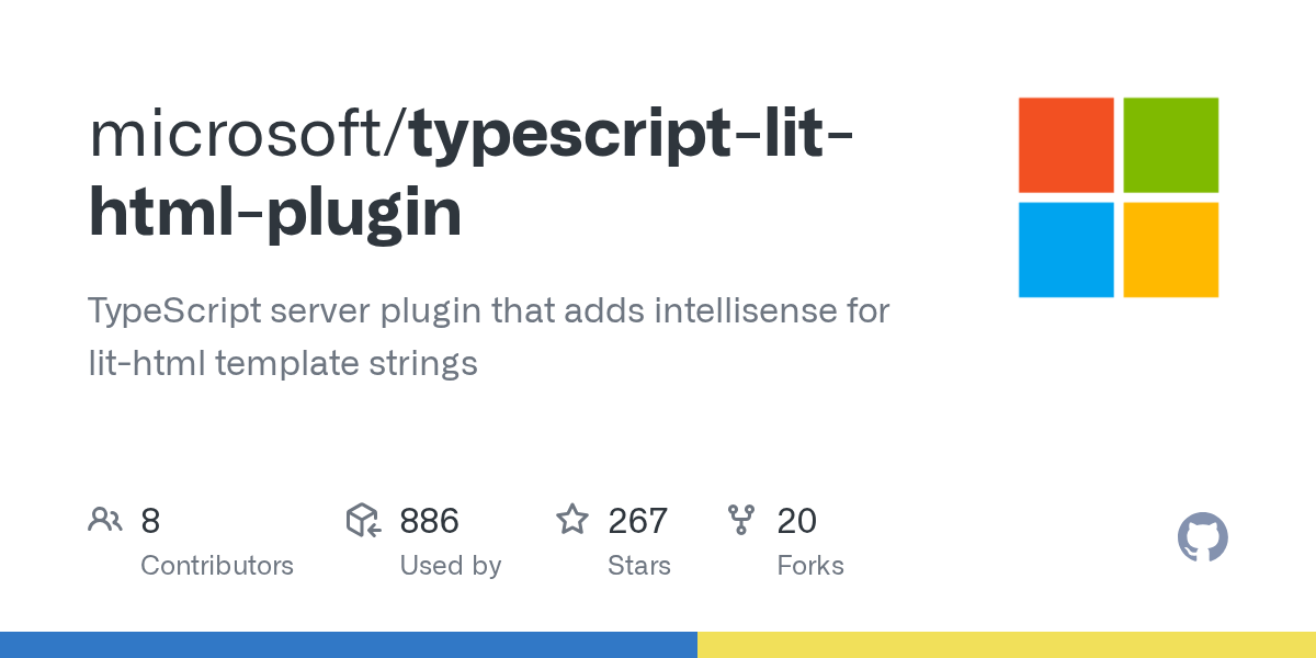GitHub microsoft/typescriptlithtmlplugin TypeScript server plugin