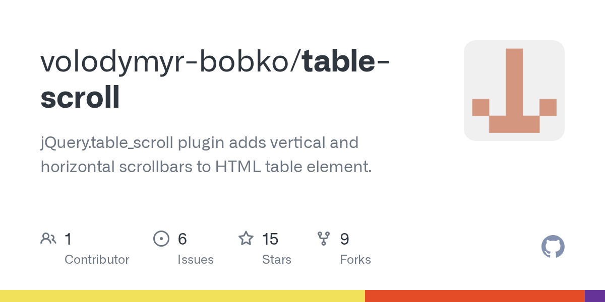 GitHub volodymyrbobko/tablescroll jQuery.table_scroll plugin adds