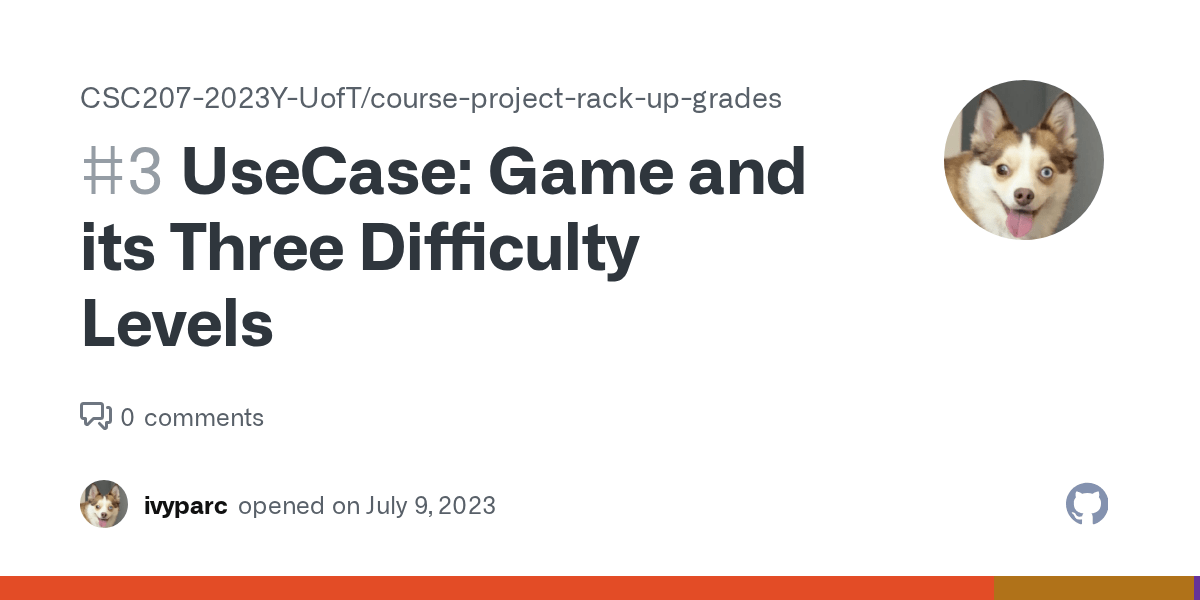 Game UseCase and Difficulty (Use Cases) · Issue 3 · CSC2072023YUofT