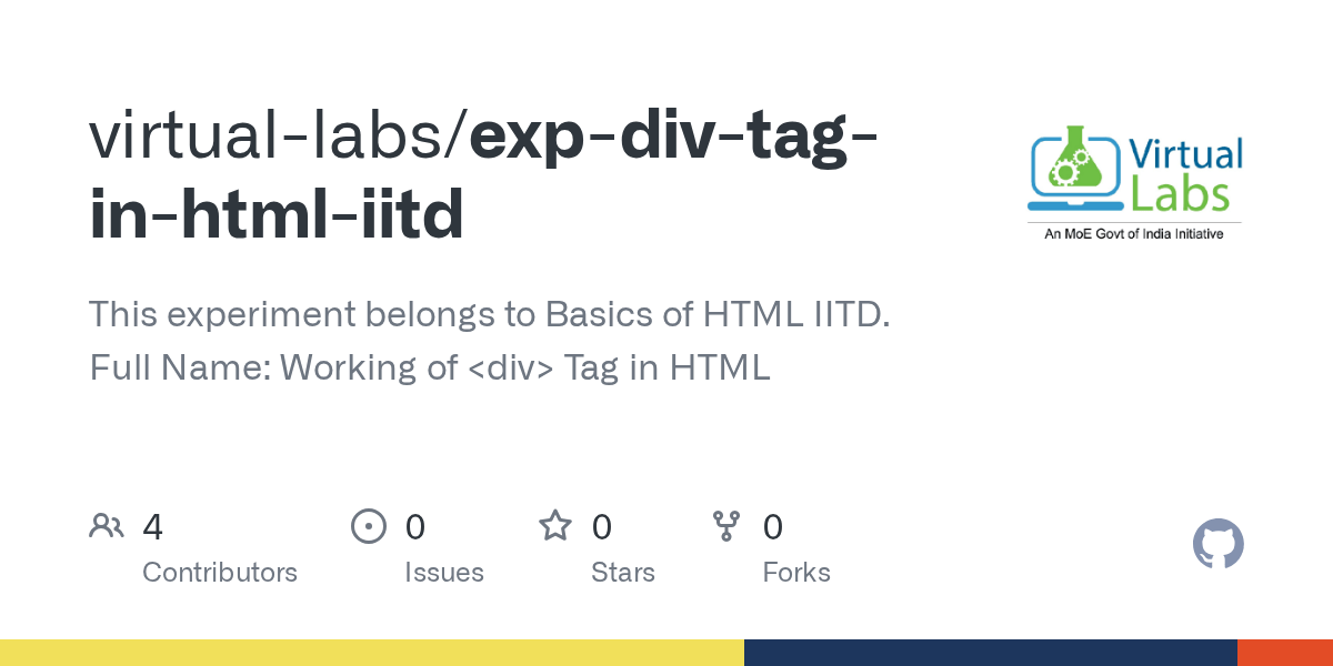 GitHub virtuallabs/expdivtaginhtmliitd This experiment belongs