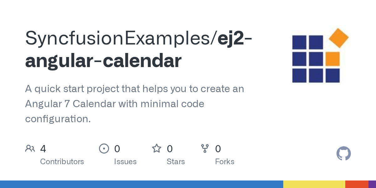 GitHub SyncfusionExamples/ej2angular7calendar A quick start project that helps you to