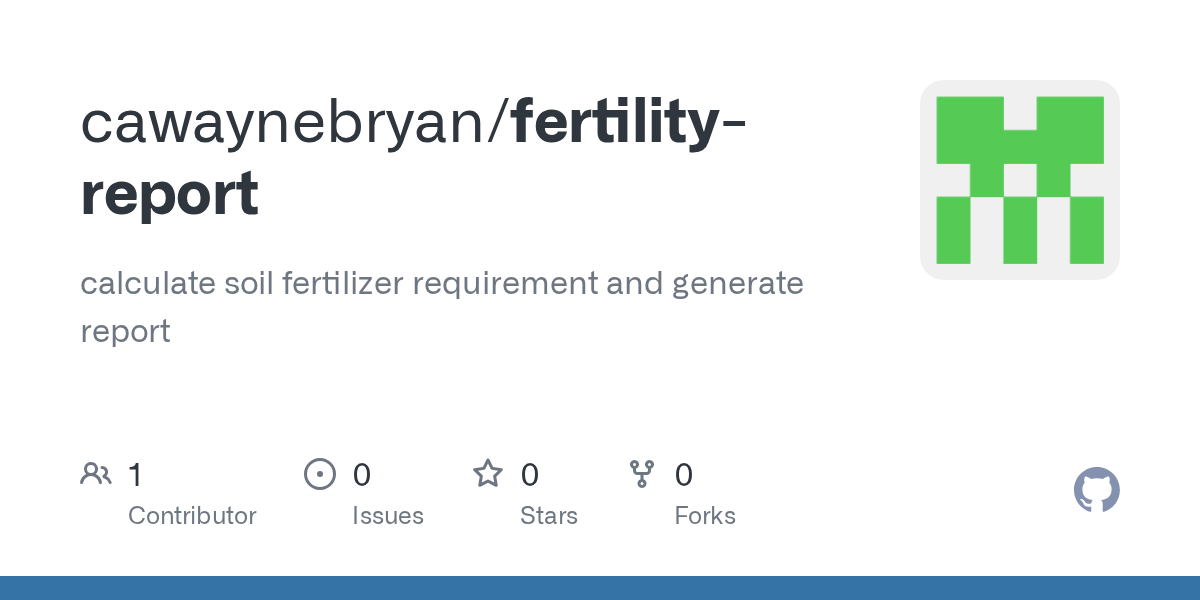GitHub cawaynebryan/fertilityreport calculate soil fertilizer