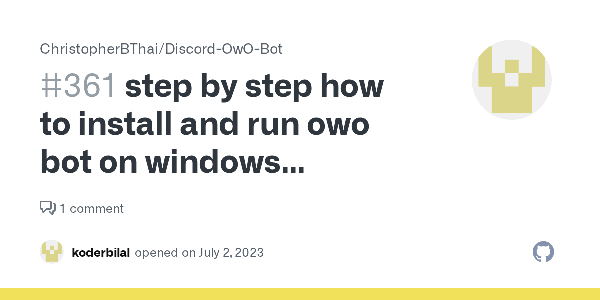 step by step how to install and run owo bot on windows computer · Issue