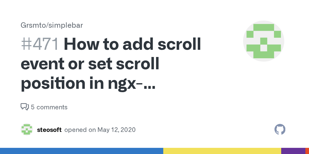 How to add scroll event or set scroll position in ngxsimplebar in Angular app? · Issue 471