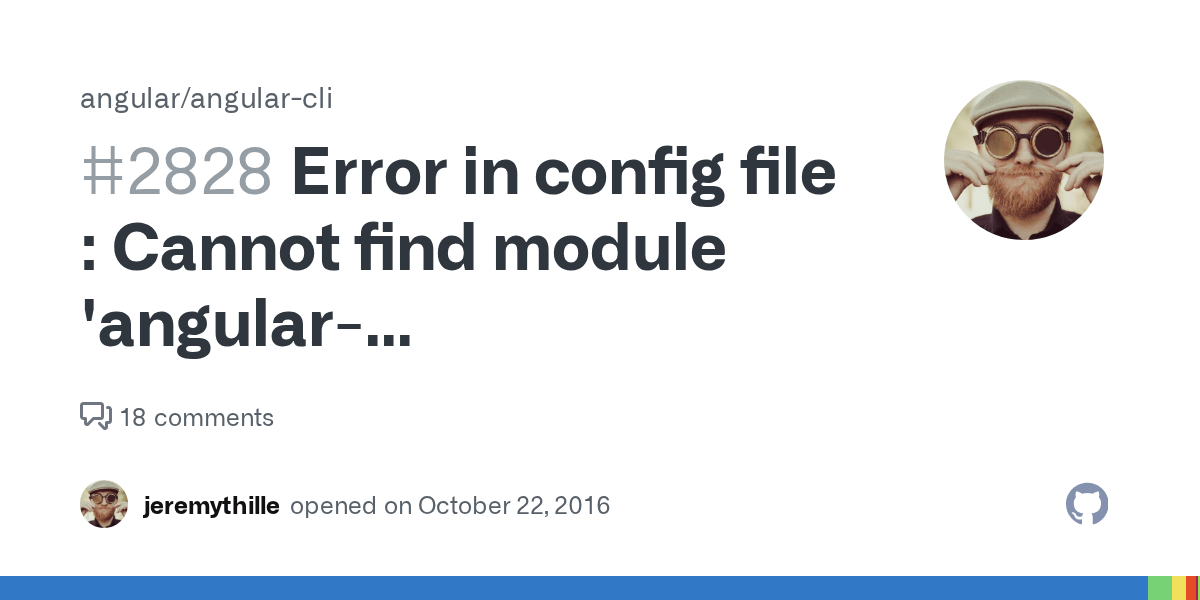 Error in config file Cannot find module 'angularcli/plugins/karma