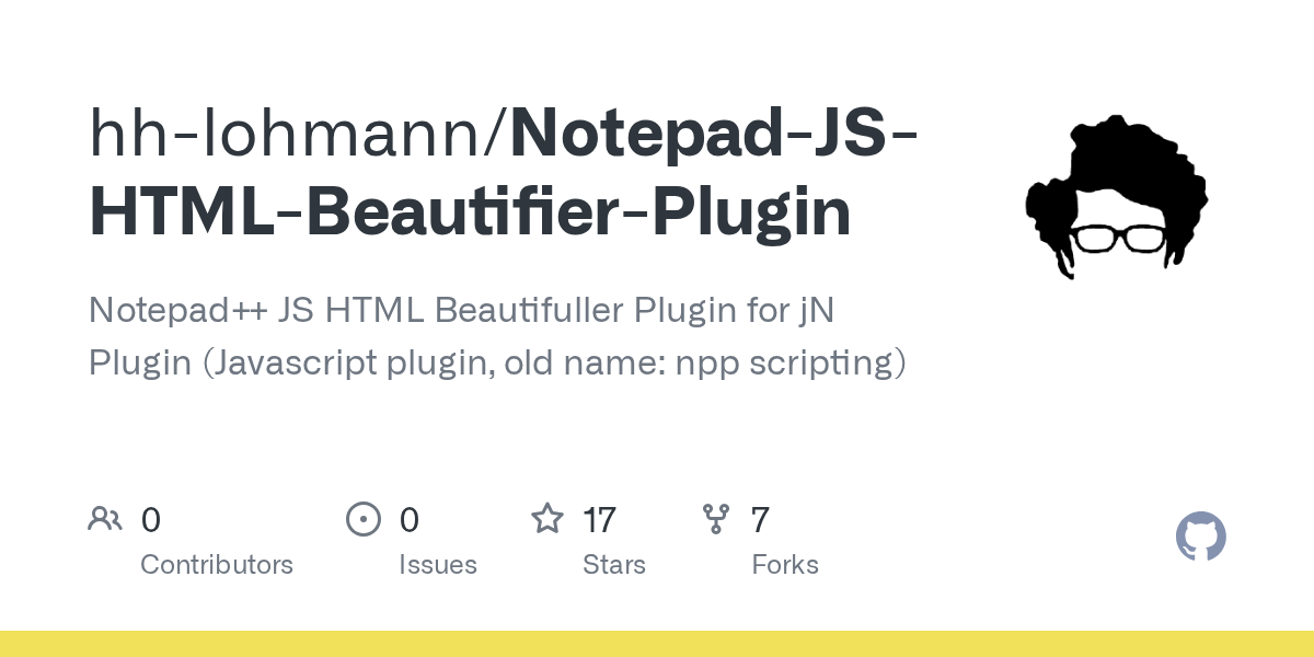 GitHub hhlohmann/NotepadJSHTMLBeautifierPlugin Notepad++ JS HTML Beautifuller Plugin for