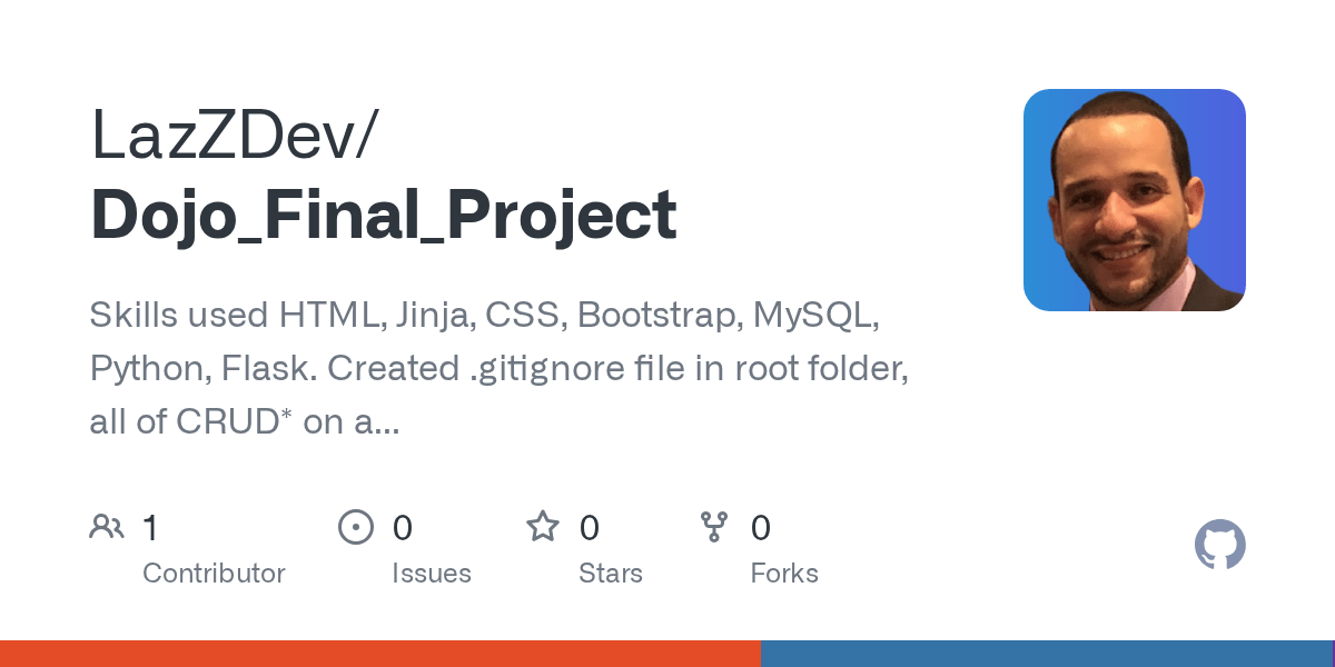 GitHub lazaromasot/Dojo_Final_Project Skills used HTML, Jinja, CSS