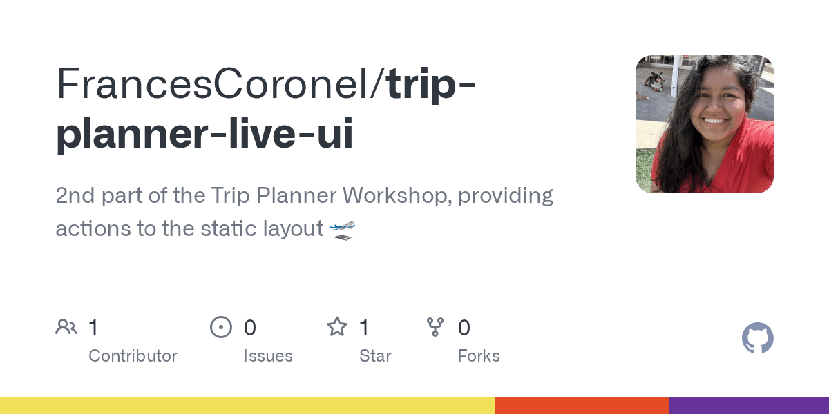GitHub FrancesCoronel/tripplannerliveui 2nd part of the Trip