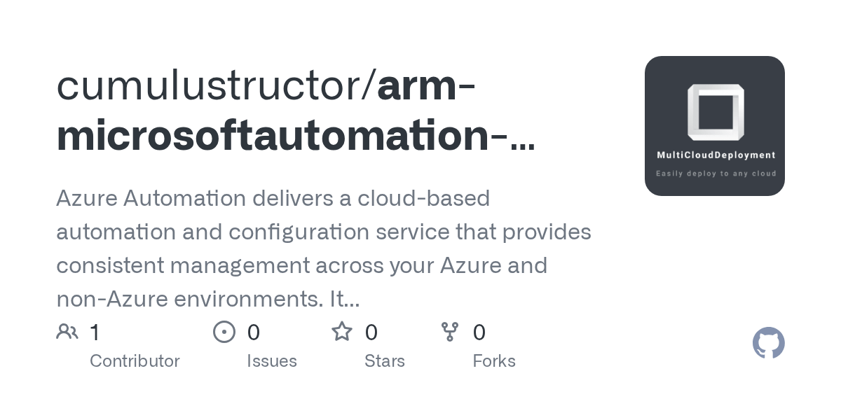 GitHub MultiCloudDeployment/armmicrosoftautomation