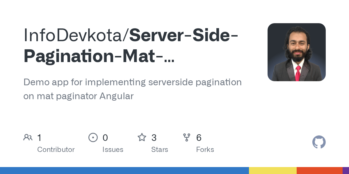 GitHub InfoDevkota/ServerSidePaginationMatPaginator Demo app for