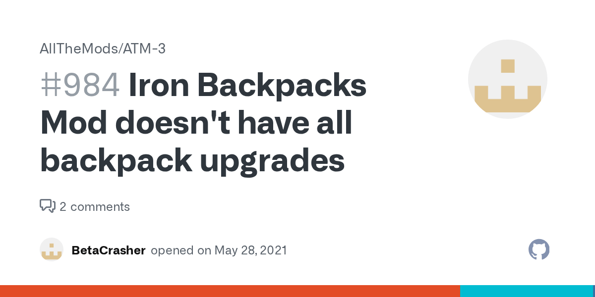 Iron Backpacks Mod doesn't have all backpack upgrades · Issue 984