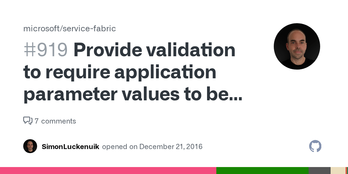Provide validation to require application parameter values to be set at