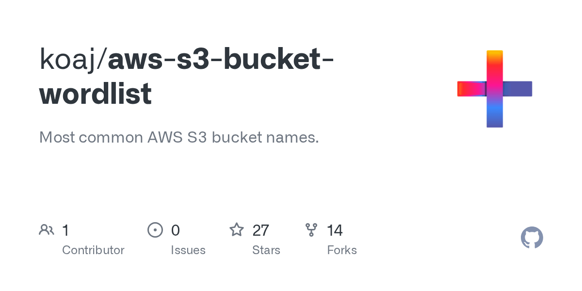 GitHub koaj/awss3bucketwordlist Most common AWS S3 bucket names.
