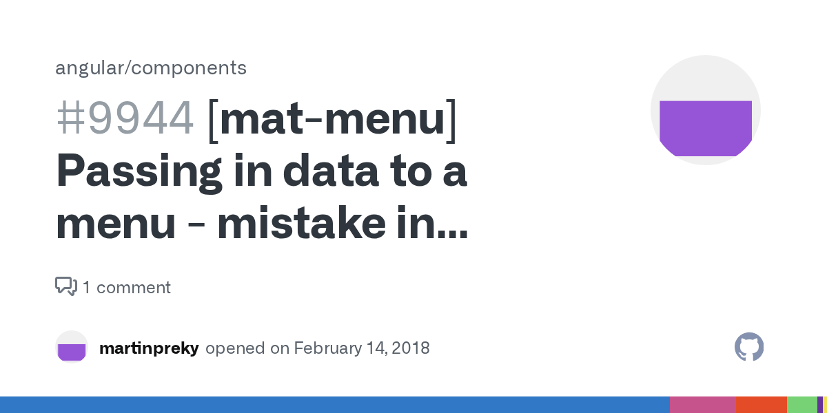 [matmenu] Passing in data to a menu mistake in documentation/example