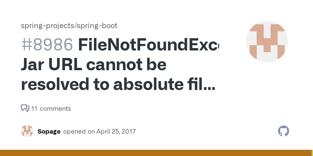 FileNotFoundException Jar URL cannot be resolved to absolute file path because it does not