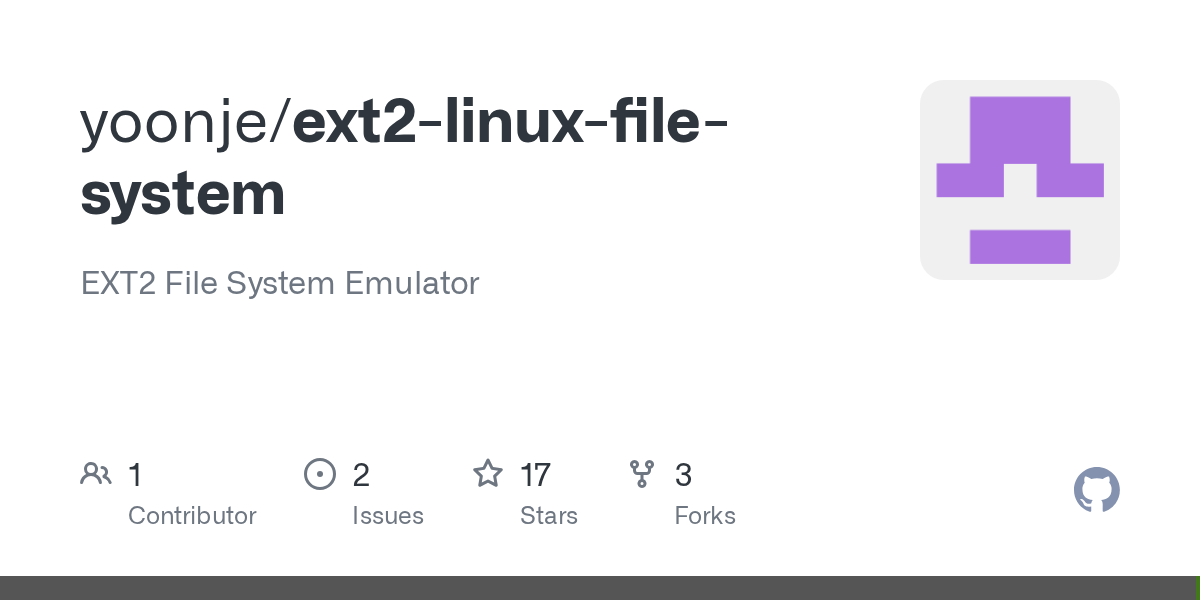 GitHub yoonje/ext2linuxfilesystem EXT2 File System Emulator