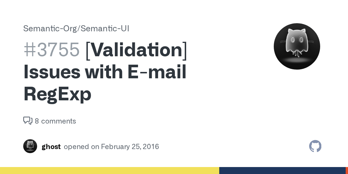 [Validation] Issues with Email RegExp · Issue 3755 ·
