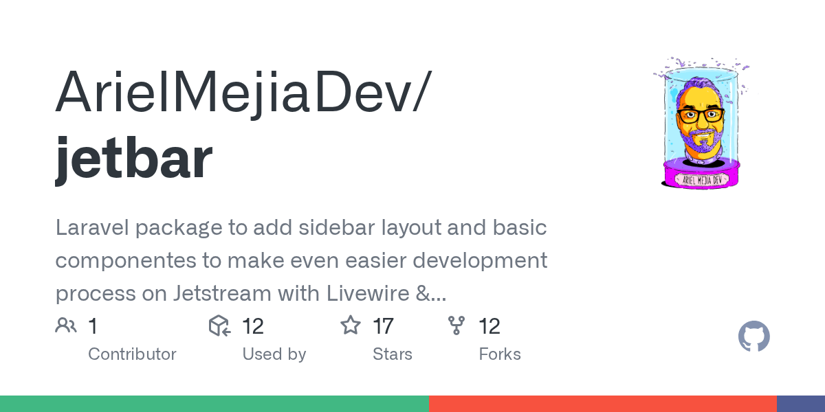 GitHub ArielMejiaDev/jetbar Laravel package to add sidebar layout