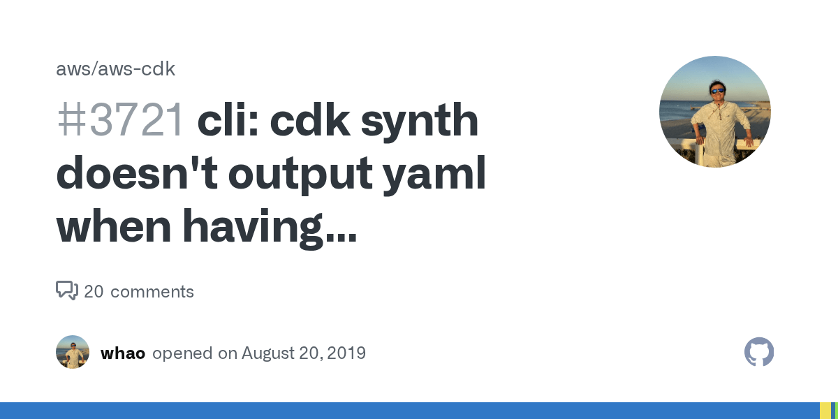 cli cdk synth doesn't output yaml when having dependency stacks