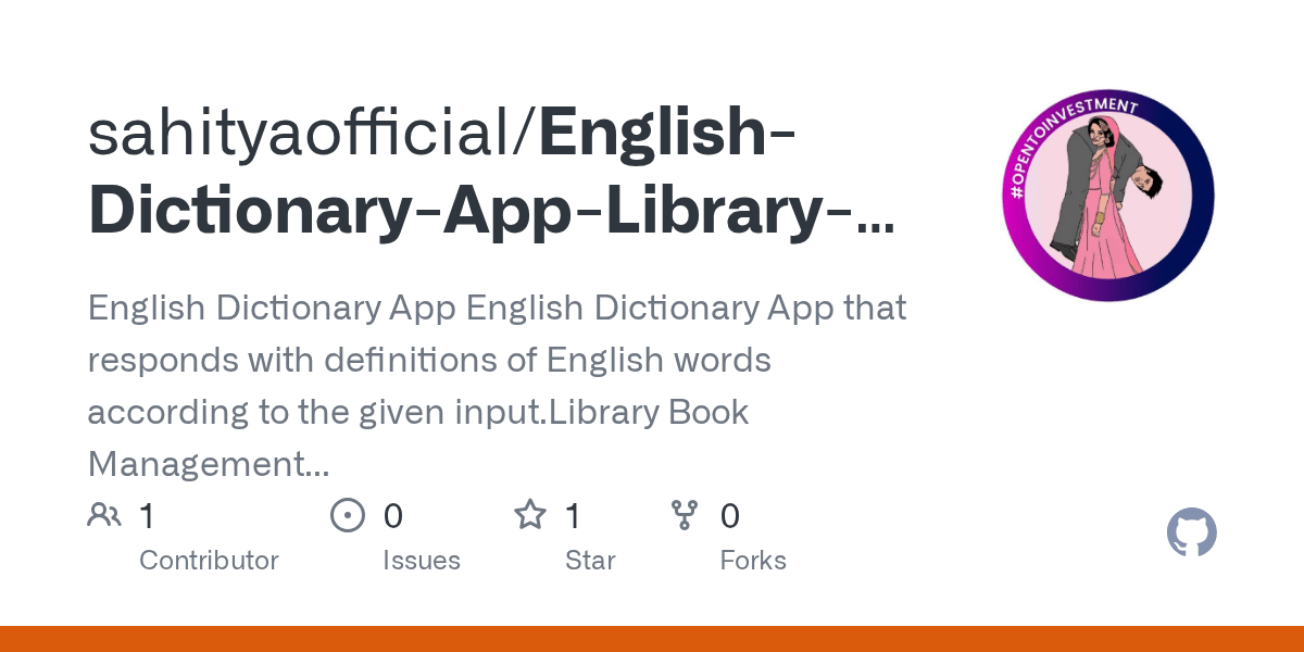 GitHub sahityaofficial/EnglishDictionaryAppLibraryBookManagement