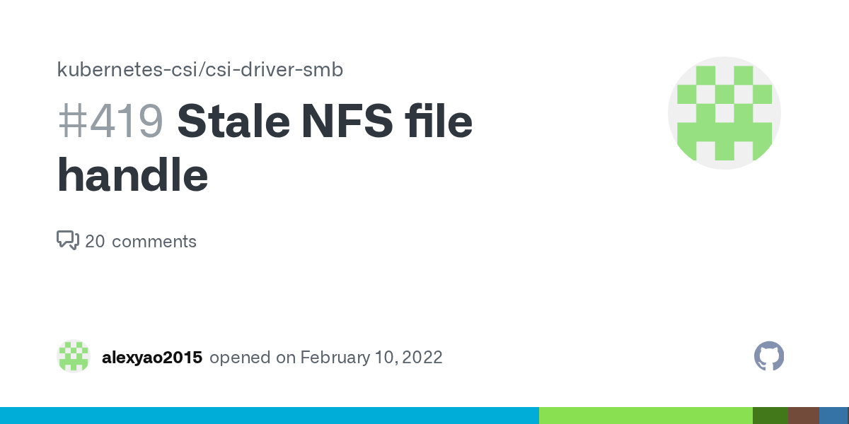 Stale NFS file handle · Issue 419 · · GitHub