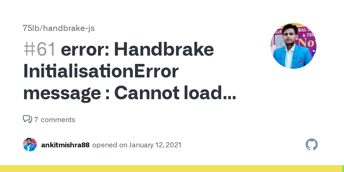 error Handbrake InitialisationError message Cannot load libnvidia